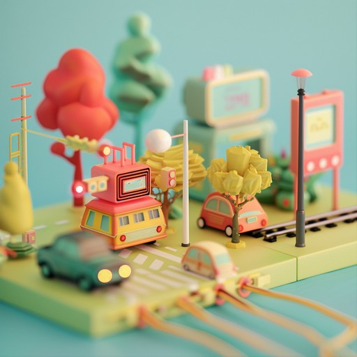 Dream of a playful, childlike electronic soundscape peppered with whimsical toy instruments, combining nostalgic euphoria and exuberant melodies, stirring pure auditory joy.