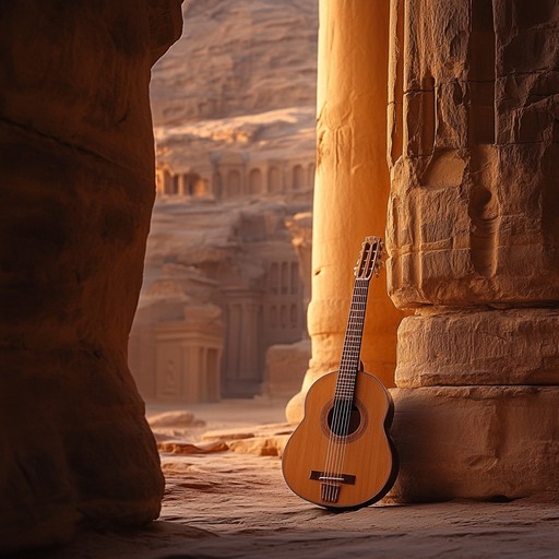 An instrumental piece featuring traditional middle eastern scales, capturing the somber mood of lost empires and fading sands, with a deep, resonating melody played on the oud, accompanied by subtle percussion, painting a picture of ancient ruins under a twilight sky.