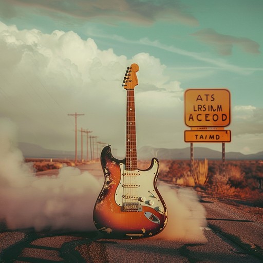 The composition captures the essence of 70s rock with its unrefined electric guitar riffs and soulful solos, bringing an old time blues bar to life. The music flows through smoky air and under dim, flickering lights.