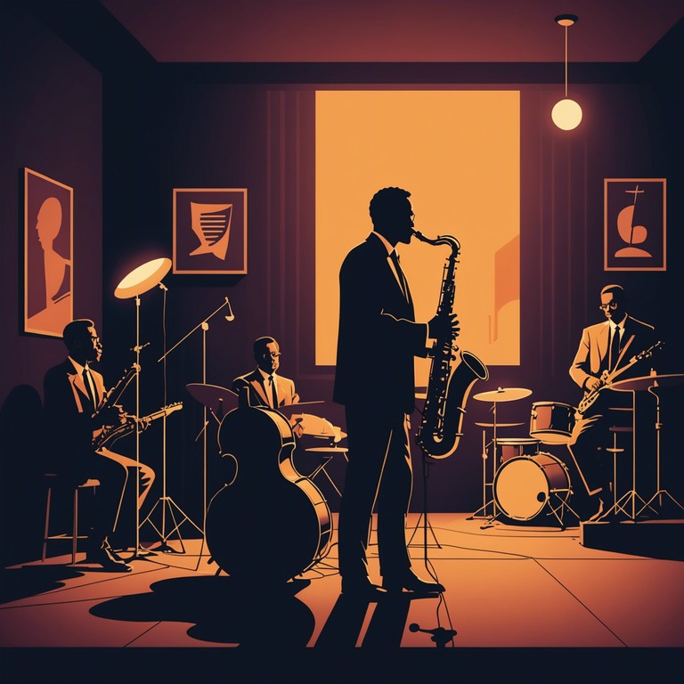 A sultry jazz tune enveloped in the embrace of the night, where the saxophone's mellow tones create an intimate atmosphere perfect for dimly lit rooms. The composition suggests a slow tempo with a deep connection to emotive melodies, making every note feel like a secret whispered softly.