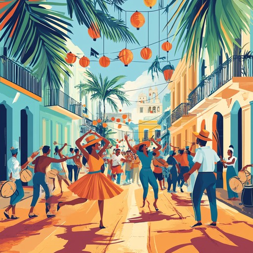 A playful instrumental track featuring vibrant afro cuban rhythms and percussion, embodying the lively atmosphere of a cuban carnival