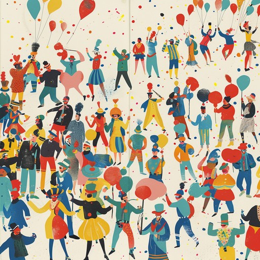 An energetic and playful composition brimming with joyful rhythms and festive brass sections, perfectly embodying the contagious excitement of street parades. Rich in textures and lively in spirit, this musical piece is a celebration in itself, designed to capture the vibrant essence of carnival festivities.