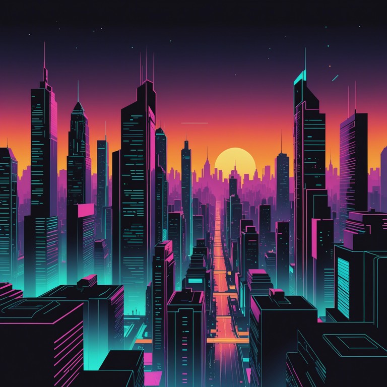 Explore the depth of a neon city under the cover of darkness, where the pulsating synth melodies evoke a landscape filled with suspense and shadowy corners.