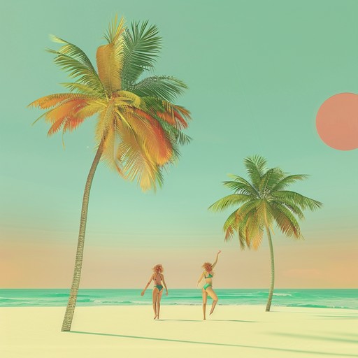 Immersive, rhythmic reggaeton track evoking lively beach parties, with vibrant beats and mellow synths, capturing the essence of summer's carefree spirit, perfect for dancing under the sun