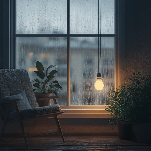 An ambient lofi piece combining reflective piano melodies with the soothing sound of rain and soft beats, creating a perfect soundscape for deep, introspective moments.