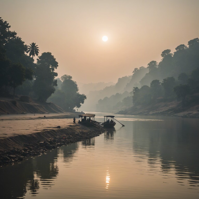 Inspired by the tranquil flow of the ganges, this composition captures the essence of a serene river journey through sounds. The music incorporates the gentle and steady rhythms that symbolize the endless flow of water, intertwined with the rich cultural backdrop of india. Every note aims to evoke the feeling of floating peacefully down the river, surrounded by the lush landscapes and historic spirit of the land.