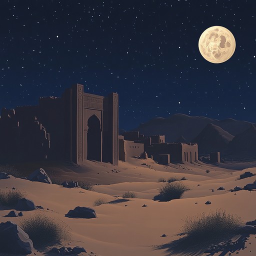 Experience the serene beauty of a moonlit desert through soothing sitar, delicate flute, and gentle percussion. Ideal for relaxation, meditation, and evoking evocative ancient landscapes.