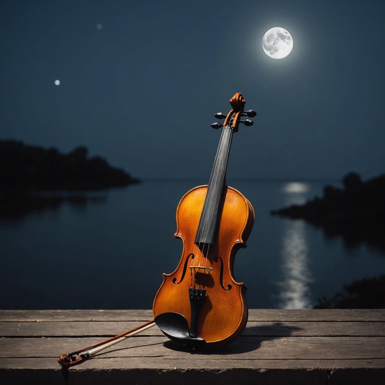 A deeply evocative track that channels the quiet longing of a restless soul under the moonlit sky, where the delicate strings of a solo violin rise and fall like whispers in the night, weaving an intricate tapestry of sound that envelops the listener in a cocoon of pensive sadness and serene beauty.