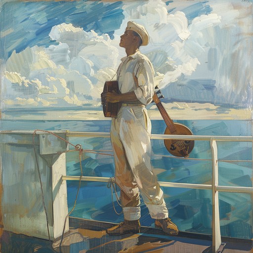 A soulful instrumental ballad depicting a lonely russian sailor's deep melancholy, capturing the vast emptiness of the sea and longing for home. The music combines traditional russian melodies with a modern twist, invoking feelings of nostalgia and sadness, symbolizing the solitary life of a mariner on distant waters