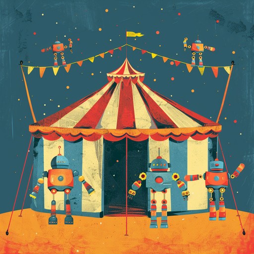 An energetic and whimsical track blending electronic beats with vintage carnival music, creating a lively atmosphere reminiscent of a joyful circus parade. Quirky synthesizers, playful melodies, and rhythmic drums produce a delightful novelty tune.