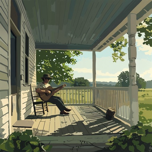 Imagine sitting on a front porch on a warm summer evening, surrounded by friends and family, as the sound of lively bluegrass music fills the air. Banjos, fiddles, and guitars come together in perfect harmony, creating a toe-tapping, hand-clapping, and foot-stomping atmosphere. The melody is bright, energetic, and infectious, with each instrument taking turns to showcase their virtuosic skills through intricate solos and improvisation. The overall vibe is joyous, nostalgic, and celebratory, evoking the spirit of traditional appalachian music and the simple pleasures of life in the countryside.