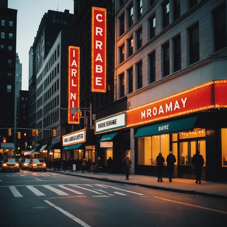 A track that encapsulates the vibrant energy of a broadway show opening. Packed with dynamic rhythm and infectious energy, it evokes the glamour and bustle of new york's theatre district. The song transitions from soft whispers of piano to a powerful, full bodied melody that mirrors the excitement of the curtains pulling back to reveal the opening scene.