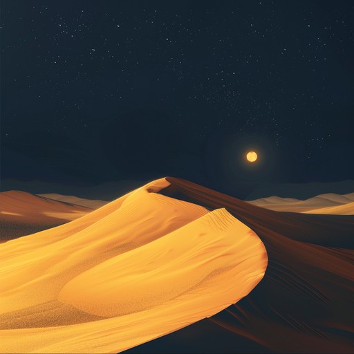 Experience a contemplative musical voyage where traditional middle eastern instruments meld seamlessly with ambient electronic soundscapes, conjuring the image of a serene celestial desert mirage at twilight. The calming resonance of the oud guides listeners through an introspective evening under the starry sky.