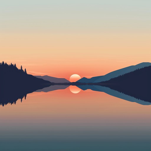 Imagine a serene lake as the sun sets, with soft ripples gently breaking the surface. The colors of the sunset reflect beautifully on the water, creating a peaceful and contemplative atmosphere. This track embodies the tranquility and majesty of nature's quiet hour.