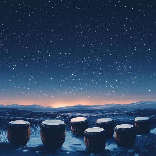 As night unfolds, the gentle tapping of the djembe guides listeners through tranquil soundscapes, mirroring the slow rotating dance of distant stars and inviting a deep connection with the cosmic expanse.