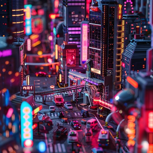 An intense track featuring electronic toy sounds, driving rhythms, and dynamic synth layers, blending playful and electrifying elements to create a rapid, immersive journey through a futuristic toyland.