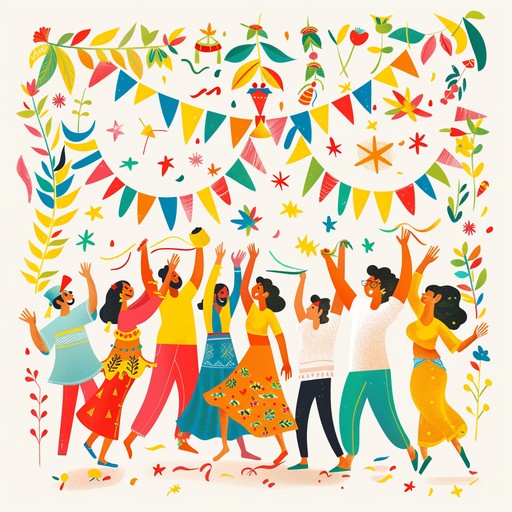 A cheerful instrumental cumbia song, brimming with vibrant melodies and irresistible dance rhythms, perfect for igniting the festive spirit at any gathering.