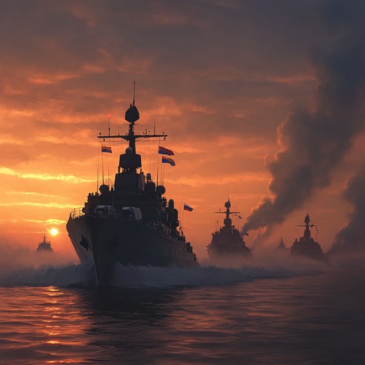 Glorious instrumental capturing the spirit of russian naval triumphs, with a strong, driving melody and patriotic undertones, ideal for uplifting and invigorating scenes, conveying the power and pride of naval tradition.