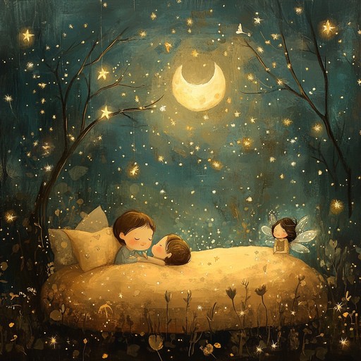 A serene and calming instrumental piece that captures the essence of a magical bedtime journey for kids. Featuring the delicate sounds of a music box intertwined with nature's ambient whispers, this lullaby envelops listeners in a comforting embrace, helping children drift off into a world of sweet dreams.