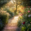 gentle notes dancing through dewy garden, inspiring morning sun