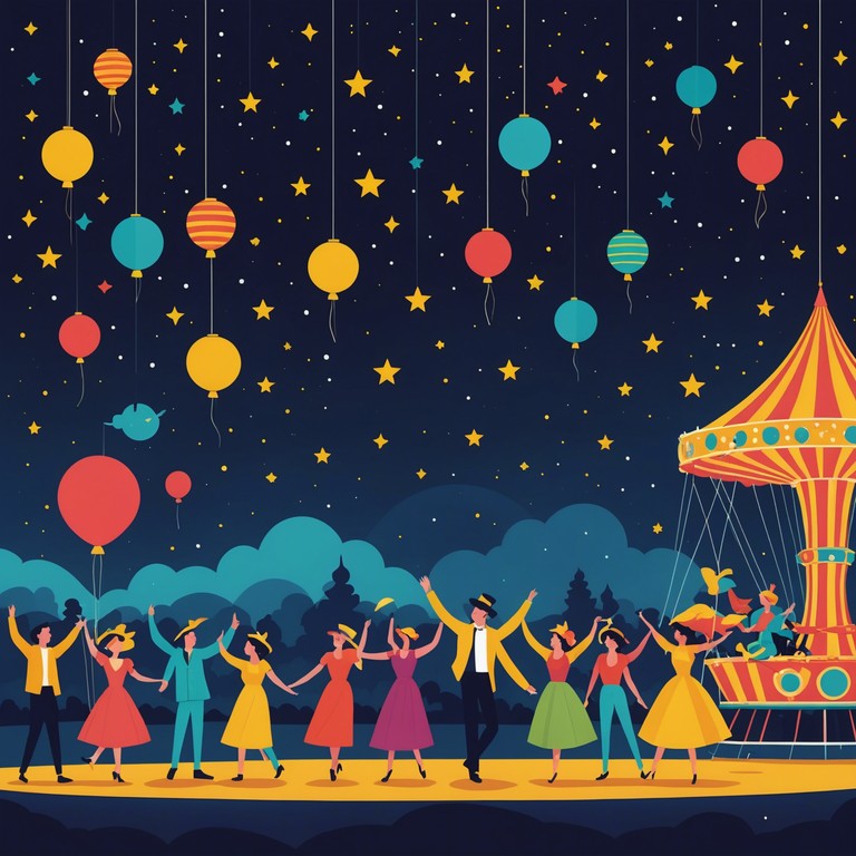 This track captures the essence of an exhilarating night at a vibrant carnival, using rich percussion to drive the melody forward and maintain a festive atmosphere throughout. Perfect for representing scenes of joy and community celebration in any visual media