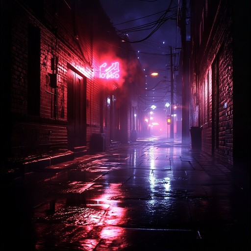 A dark and atmospheric synthwave composition that immerses listeners in a shadowy cyberpunk world. Textured synth layers blend with deep basslines and echoing melodies, painting a sonic picture of a desolate future city bathed in neon glow.