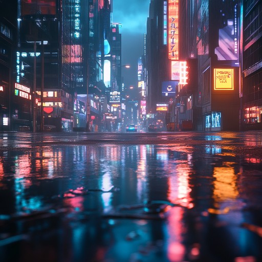 A gentle blend of ambient textures and synth leads that paints a sonic picture of a tranquil moment in a bustling cyberpunk metropolis under a soft neon glow.