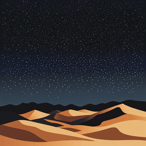 Immerse in the profound solitude and serene ambiance as a lone guitar captures the soul of a moonlit desert, echoing the undisturbed stillness of the endless sands.