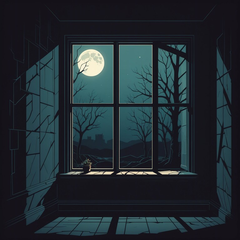 In a dark, quiet room, the subtle music plays, punctuating the silence with gentle but unsettling melodies that hint at unseen movements in the shadows. The light tinkling sounds almost mimic the cautious steps of someone, or something, maneuvering in the dark.