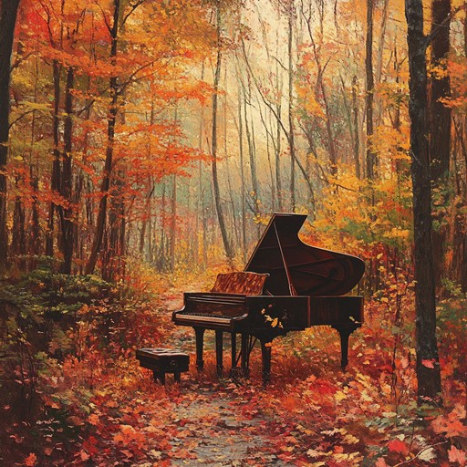 Imagine a composition where each piano note serves as a delicate step back through memories, as if the piano keys are leaves rustling underfoot on a crisp autumn day, with each note marking a poignant echo in the grand halls of reminiscence.