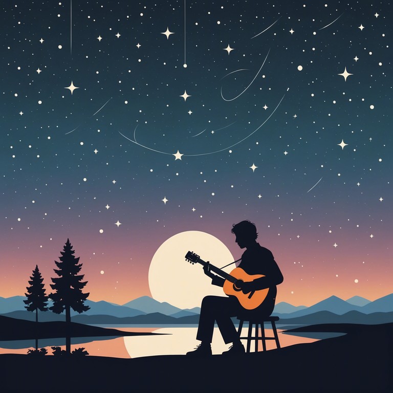 In the vast serenity of the brazilian countryside, a lonely guitar gently weeps notes that blend with the rustling of grass and distant cattle calls, capturing the heart's haunting solitude.