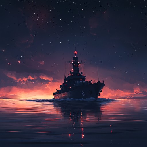 An instrumental composition capturing the elegance and grandeur of the russian navy sailing across vast seas. Blending traditional russian melodies with modern orchestration, it evokes images of majestic ships gracefully navigating the ocean under a starlit sky.