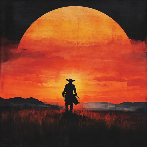 A bold, confident instrumental track that captures the spirit of the wild west, featuring galloping rhythms and evocative melodies. Rooted in the traditional sounds of country western music, the piece creates an expansive, cinematic feel, perfect for depicting a lone cowboy riding into the sunset.