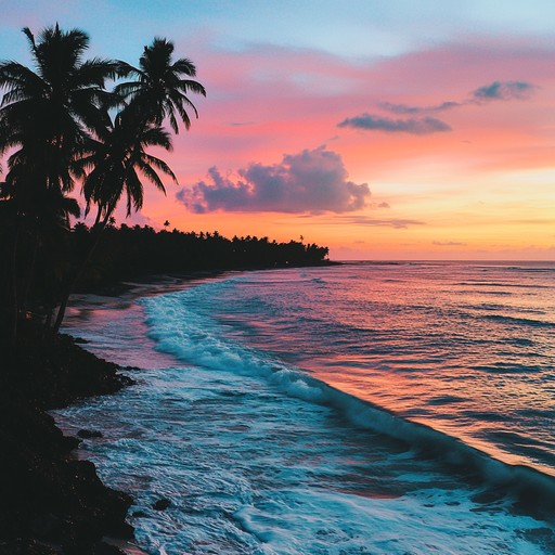 An instrumental track that encapsulates the profound sense of solitude experienced while watching the sun set over an empty tropical beach, with gentle steel drum melodies and ambient sounds creating a reflective mood