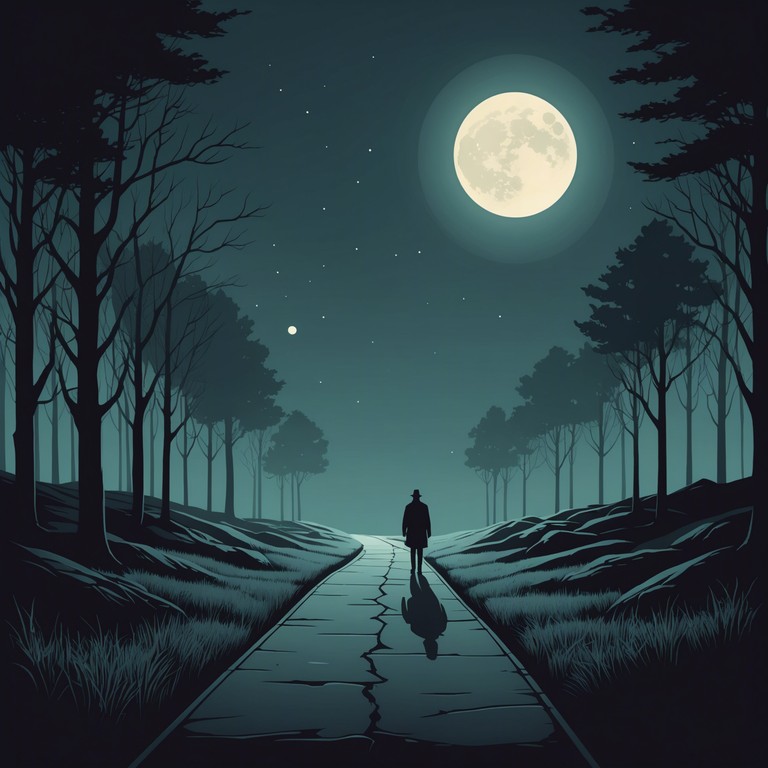 An instrumental track that utilizes the deep tones of the piano to create a chilling, haunted soundscape, perfect for evoking the feelings of mystery and anxiety as one might experience walking alone in the fog at night.