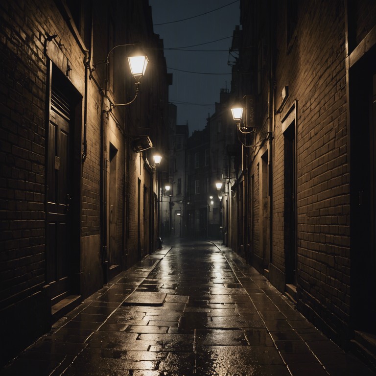 The track captures the essence of a foggy evening in an urban setting where whispers and shadows blend into a mysterious auditory experience. This composition leverages the raw, rugged sounds reminiscent of a bustling cityscape subsiding into night, inviting curiosity and caution with its deep, echoing undertones.