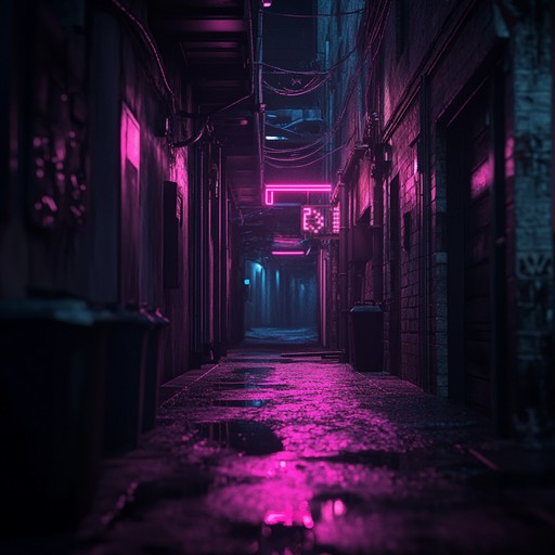 A spine tingling track with haunting synthesisers and bass drops creating an unsettling yet mesmerizing experience. Imagine dark alleyways in a dystopian future illuminated by flickering neon lights.