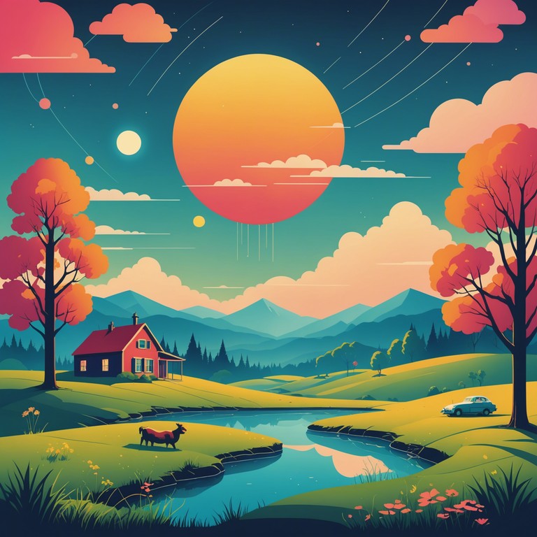 Explore a musically designed universe where electronic beats blend perfectly with soulful country undertones. The steel guitar carries the legacy of country music forward into a setting adorned by advanced technology and new age sounds. This musical piece serves as a bridge connecting the heartwarming past with an exciting, uncharted future.