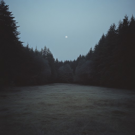 Eerie, resonant drones combine with subtle, distant echoes to create a shadowy, dark ambient soundscape. The music conjures a profound sense of solitude, evoking the feeling of wandering alone through a desolate, moonlit expanse of night.