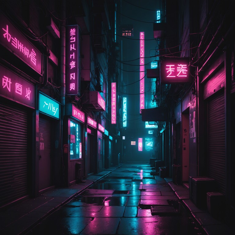 Venture into the serene yet chaotic heart of a digital metropolis, where soft guitar riffs meet harsh electronic beats, depicting the dual nature of futuristic urban life.