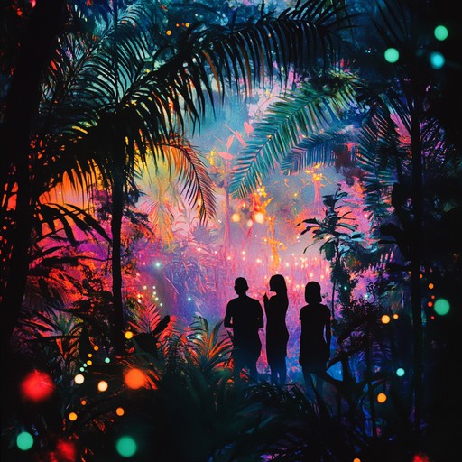 Immerse yourself in the sounds of a vivid jungle infused with pulsating electronic beats, capturing the essence of tropical nightlife. Syncopated rhythms combine with ambient soundscapes and organic motifs to create an uplifting and energetic piece perfect for vibrant celebrations.