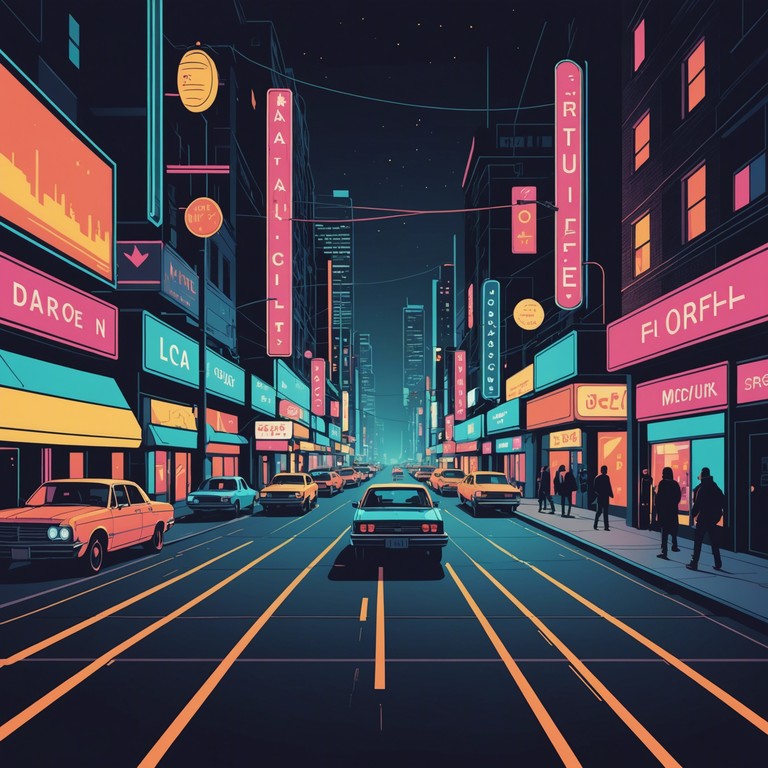 This track combines strident electric guitar riffs with propulsive drum beats to create a feel of walking through a lively urban nightlife. Dark yet lively, the music is perfectly suited for cruising city streets after sunset.