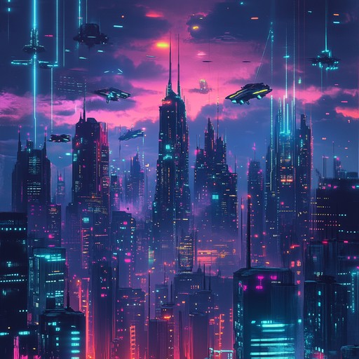 An instrumental track that combines pulsating synths, heavy electronic beats, and atmospheric sounds to evoke the tension and drama of a neon lit cyberpunk metropolis under the shadow of technological oppression.