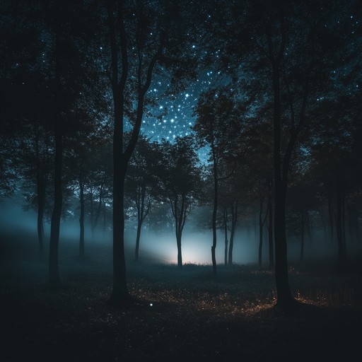 Echoes gently bounce in the dark, creating an immersive auditory experience as the night unfolds its mystic layers. The piece uses soft harp melodies to craft a calming yet slightly eerie atmosphere.