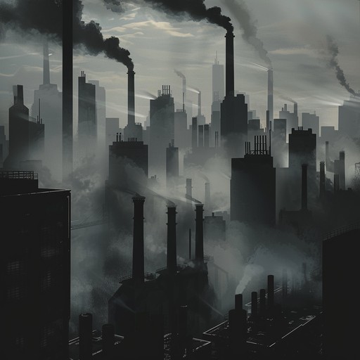 Harness the mechanical crunch of industrial sounds with suspenseful synth lines and relentless rock guitar riffs. Imagine a dystopian cityscape where shadows move through smoky alleyways, and tension builds with each step. The relentless pace punctuated by eerie atmospheric elements creates an evolving sense of urgency and intrigue.