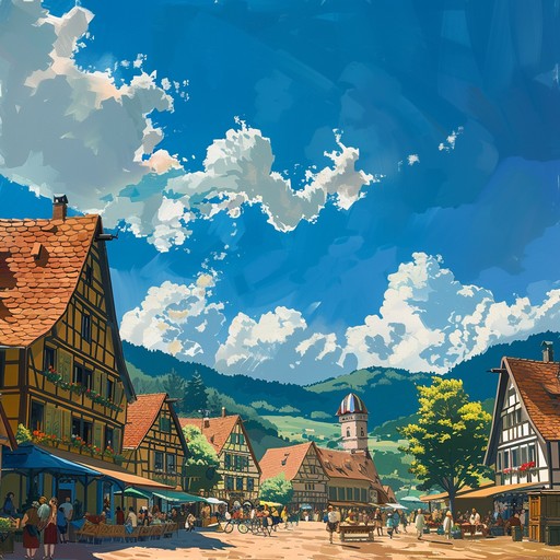 A vibrant and lively instrumental piece that captures the essence of a bavarian beer festival. Imagine a sunny day with people dancing and clinking glasses, filled with uplifting melodies, rhythmic claps, and a joyful spirit. This song brings the atmosphere of oktoberfest alive with its contagious energy and happy vibes.