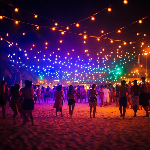 Imagine a music fusion that sets the dance floor alight under starlit skies with the vibrant sounds of steel drums leading a powerful bass driven ensemble in a celebration of caribbean culture and modern dance trends.