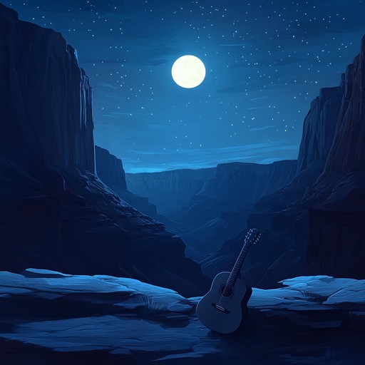 An instrumental piece featuring delicate acoustic guitar melodies that resonate softly across moonlit canyons, capturing the serene essence of the western landscape at night and evoking feelings of tranquility and reflection.