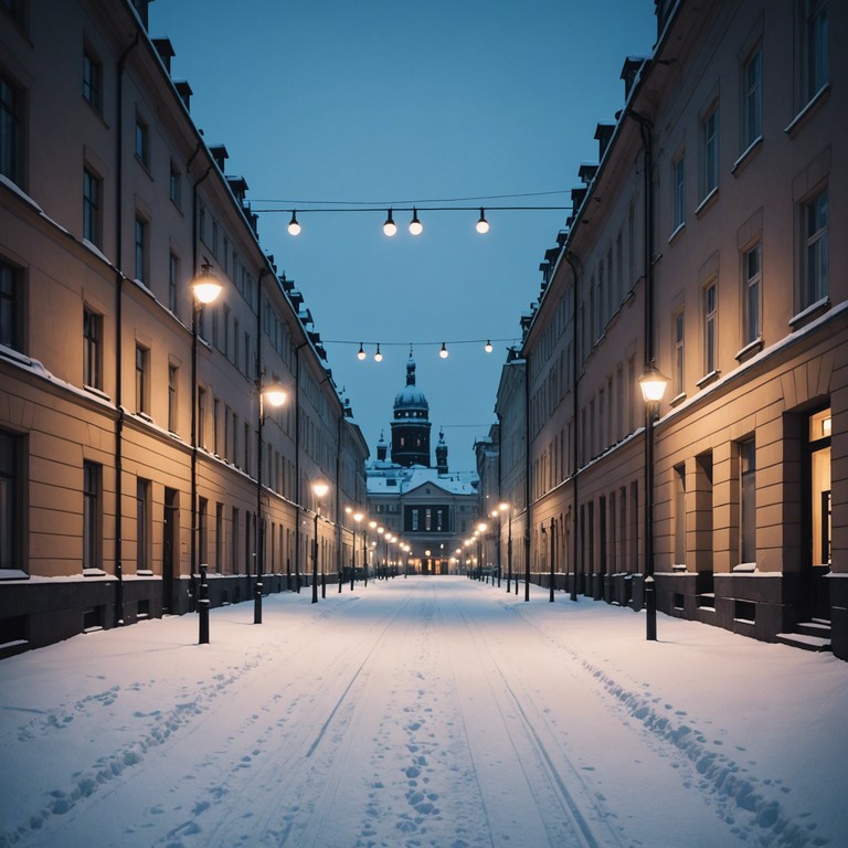 This piece captures the essence of silent, snowy helsinki nights, reflecting a nostalgia infused journey that resonates deeply with the heart. It weaves soft melodies into icy, yet heartwarming atmospheres, portraying the quiet streets and warm candlelit windows of finnish homes.