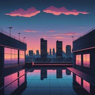 soothing beats, reflective mood, city views